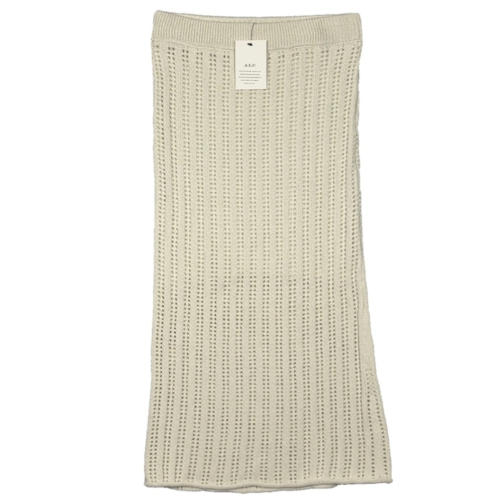 A.L.C. Aurora Cotton Blend Midi Skirt in Parchment Beige New - Picture 2 of 5